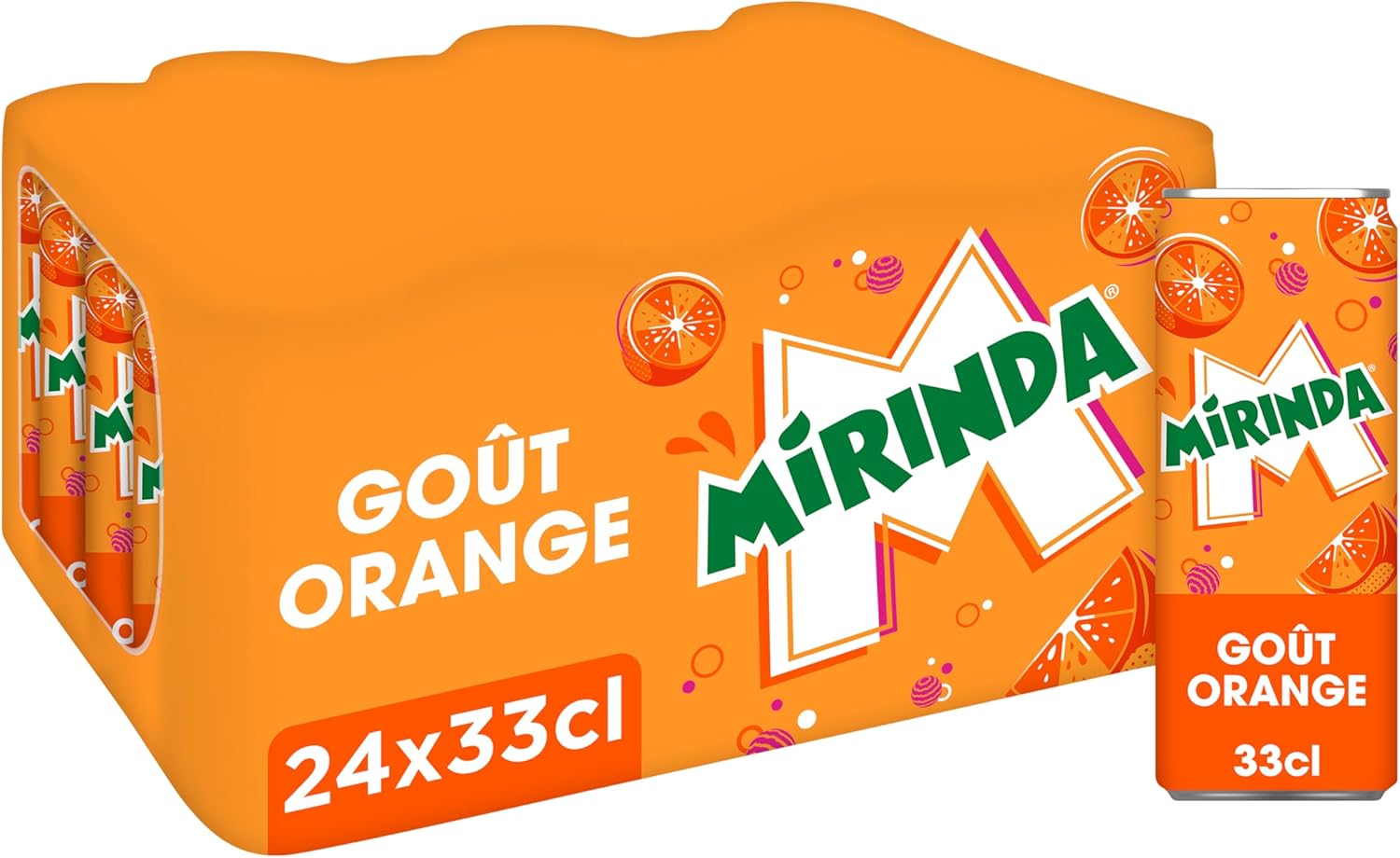 MIRINDA - Soda Saveur Orange - Canettes - 24x33cL Orange 33cl (Lot de 24)