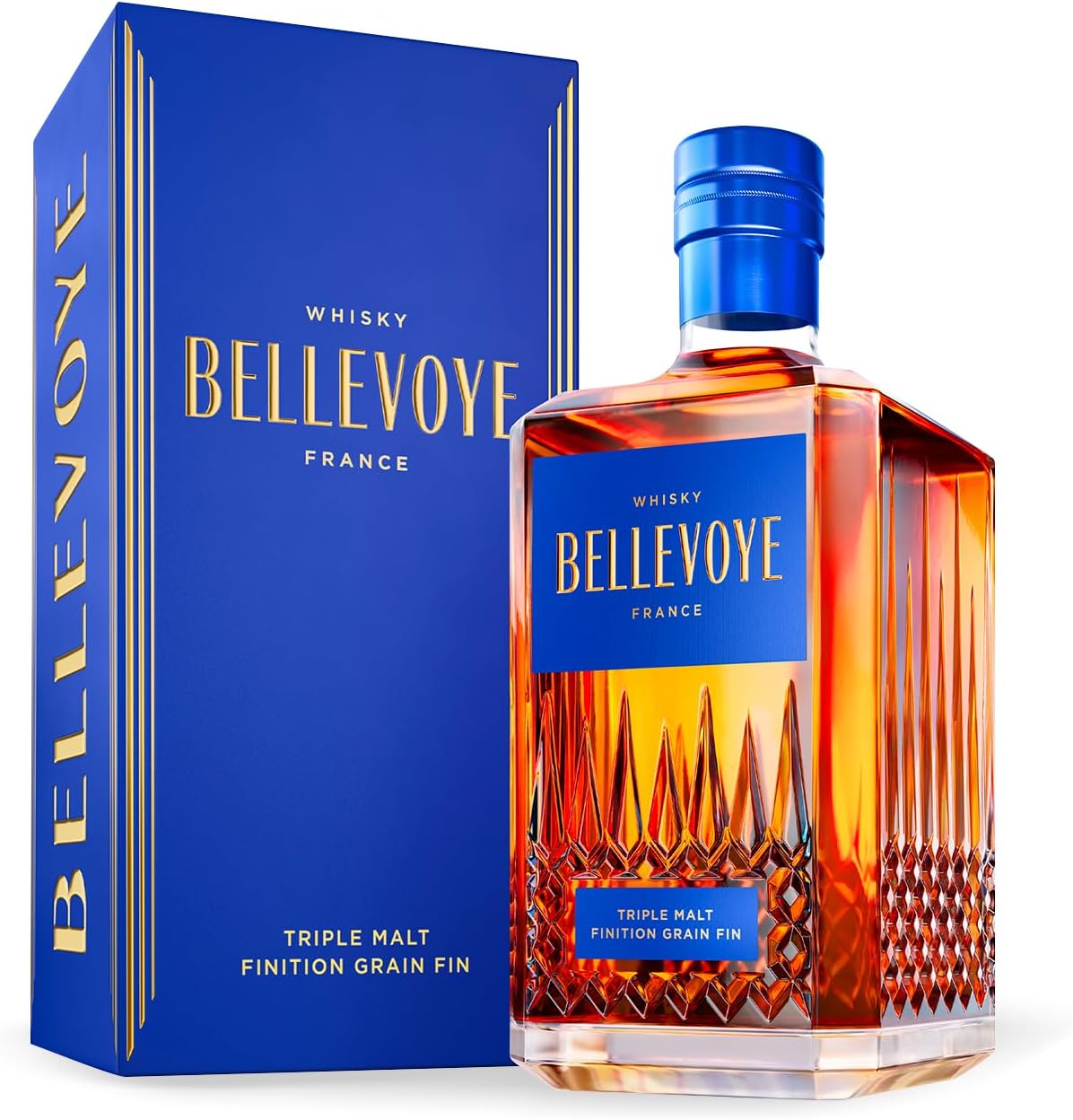 Bleu - Whisky Triple Malt - Médaille d’or Concours Mondial Whisky Masters 2022 - 40 % Alcool - 100 % France - 70 cl BELLEVOYE Bleu - finition chêne français à grain fin.