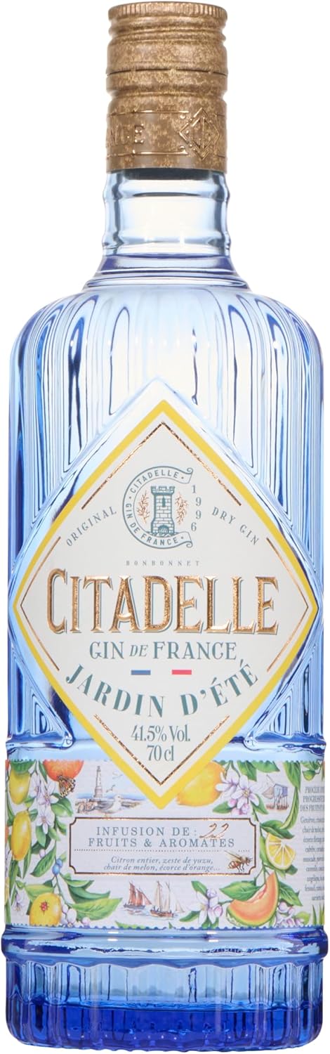 CITADELLE - Jardin D'Eté - Gin - Origine : France/poitou-Charente - 41,5% Alcool - 22 botaniques (Melon, Yuzu, Citron...) - A déguster en cocktail - 70 cl Jardin d'été