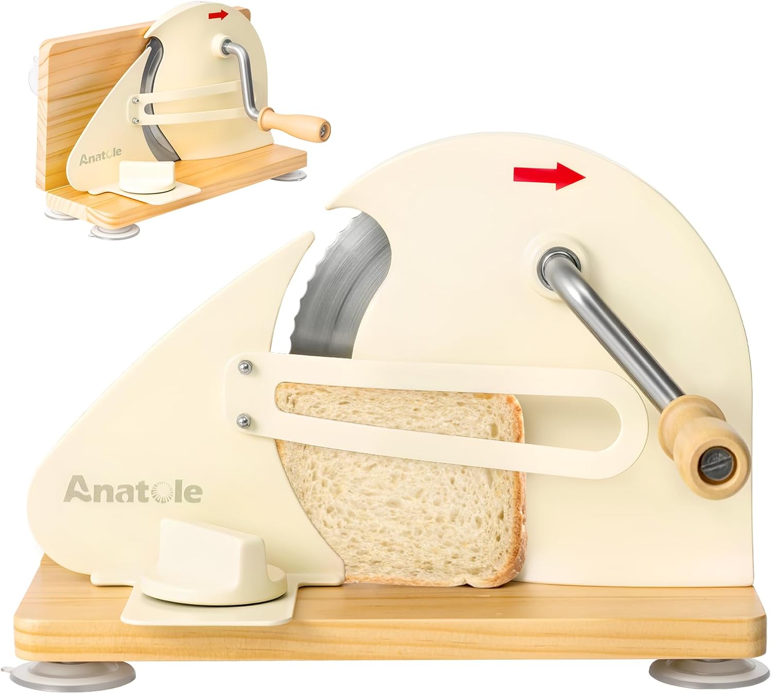 Trancheuse à Pain Manuelle Pliable 0-20mm Réglable Acier Inox Coupe Pain Professionnel avec Manivelle Amovible Guide Métallique Échelle Gravée pour Cuisines