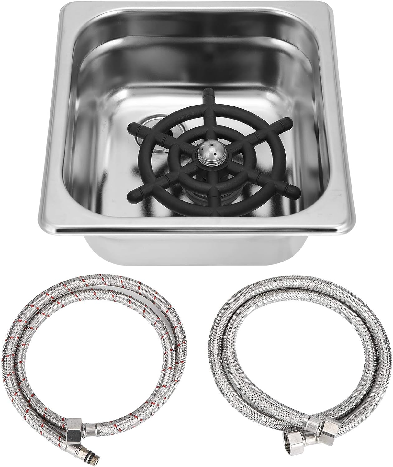 Rince Verre Bar Professionnel Inox, Lave Verre Automatique, Rince Pichet, pour Bar et Café, Nettoyage Rapide en 3 Secondes avec Plateau Égouttoir Intégré, Compatible Robinet G1/2