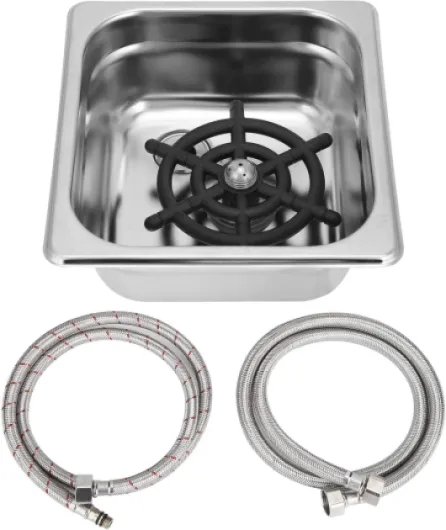 Rince Verre Bar Professionnel Inox, Lave Verre Automatique, Rince Pichet, pour Bar et Café, Nettoyage Rapide en 3 Secondes avec Plateau Égouttoir Intégré, Compatible Robinet G1/2