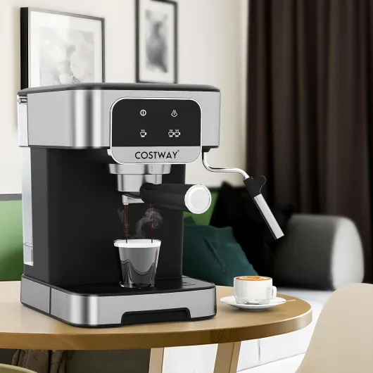 Machine à Espresso 20 Bars, Machine à Café Professionnelle 1200W avec Mousseur à Lait à Vapeur, Réservoir d'Eau Amovible de 1,8 L et Écran Tactile, Cafetière en Acier Inoxydable pour Barista