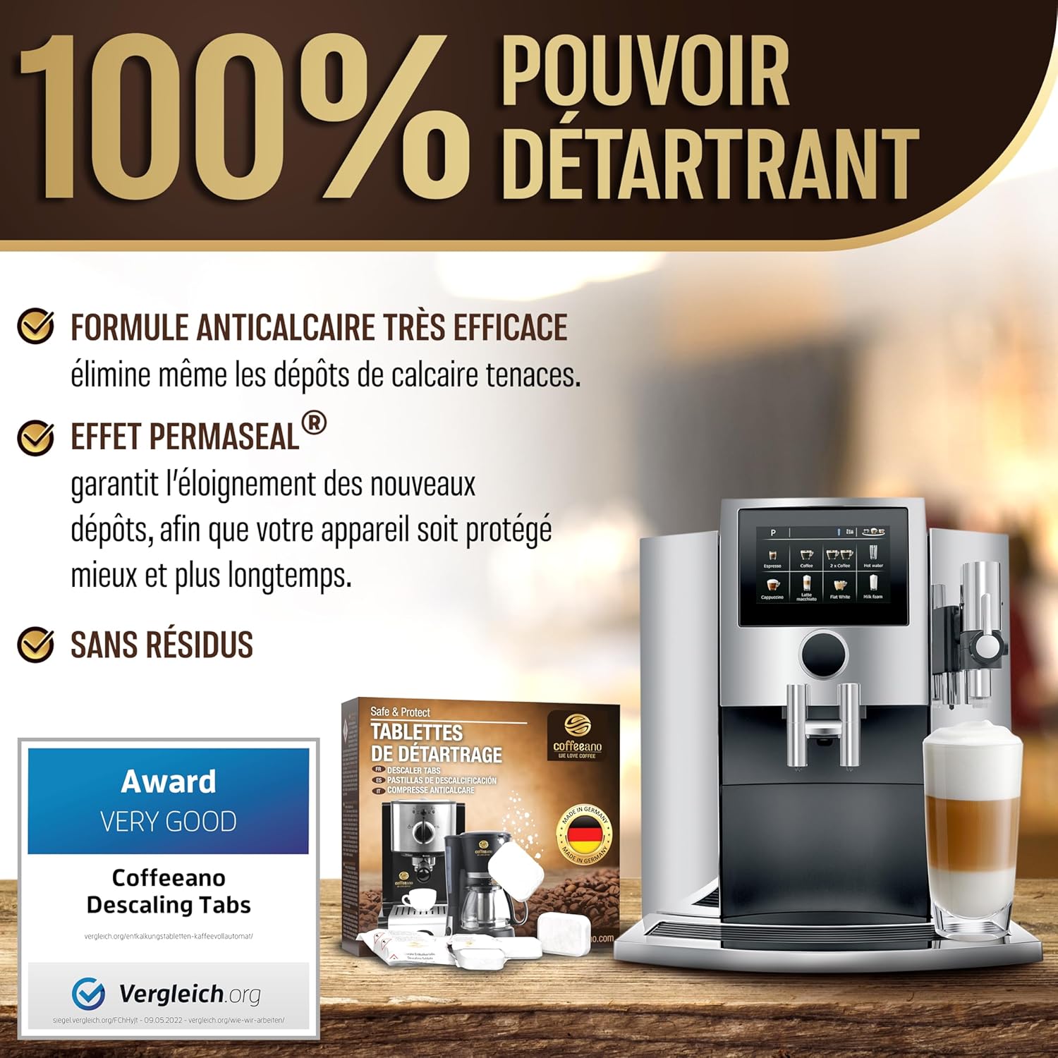 50 Pastilles de détartrage pour Delonghi, Tassimo, Bosch, Krups, Philips, Dolce Gusto, Senseo, Jura, Siemens, Miele machines à café automatiques et cafetières - Coffeeano détartrantes Pastilles 50 Unité (Lot de 1)