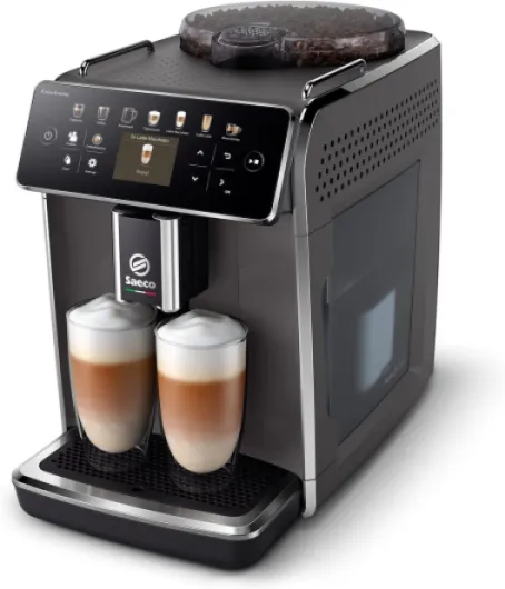 Saeco Expresso broyeur GranAroma - 14 Boissons, Écran Couleur Intuitif de 2.4", 4 Profils Utilisateur, Broyeur en Céramique, Machine à café à grain Noir mat (SM6580/10) 14 Boissons Gris
