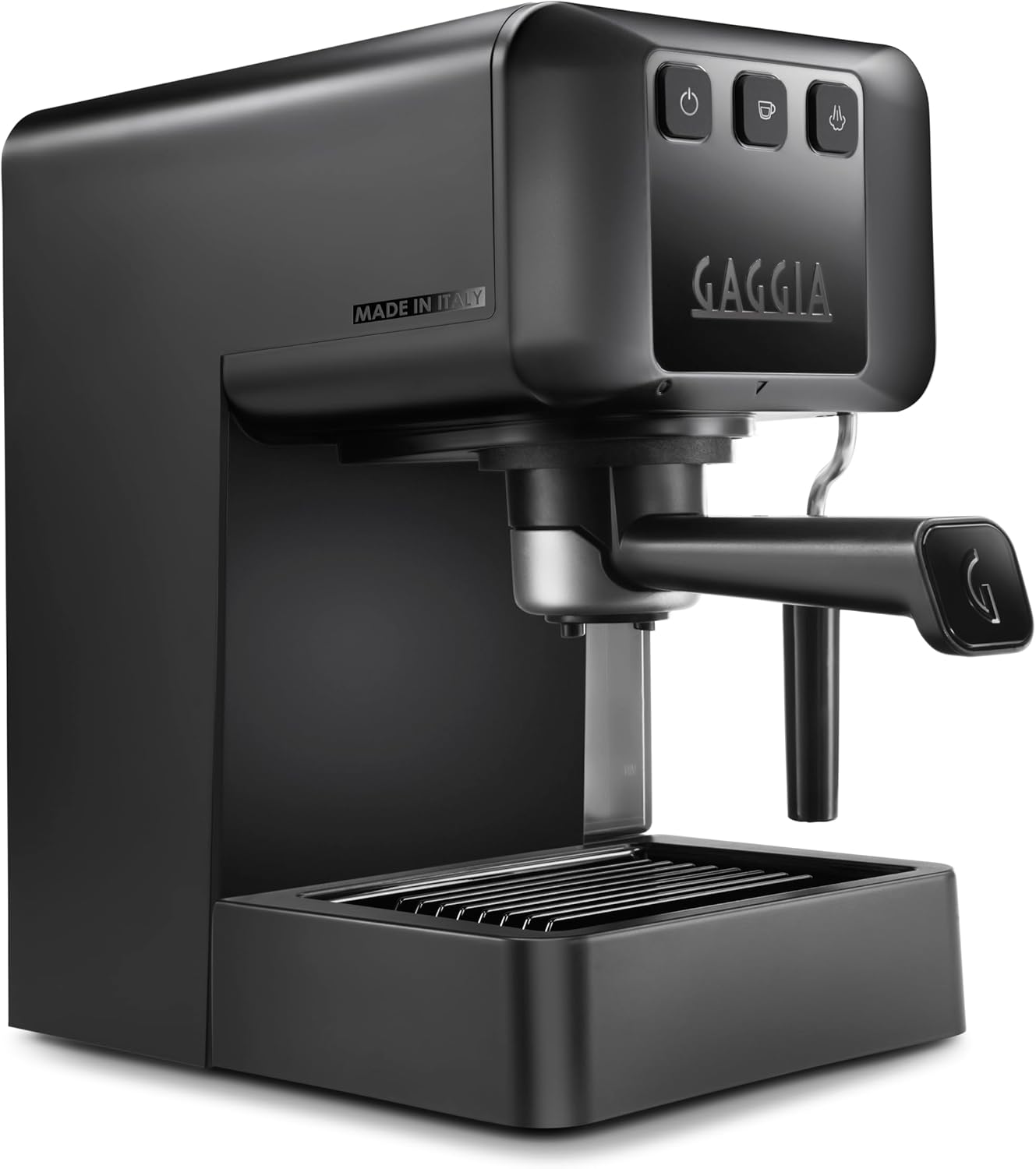 GAGGIA EG2109 BLACK Machine manuelle à café expresso, café moulu ou gaufres, 100% conçue et fabriquée en Italie, système POD pour expressi crémeux avec dosettes, pré-perfusion automatique, 15 bar