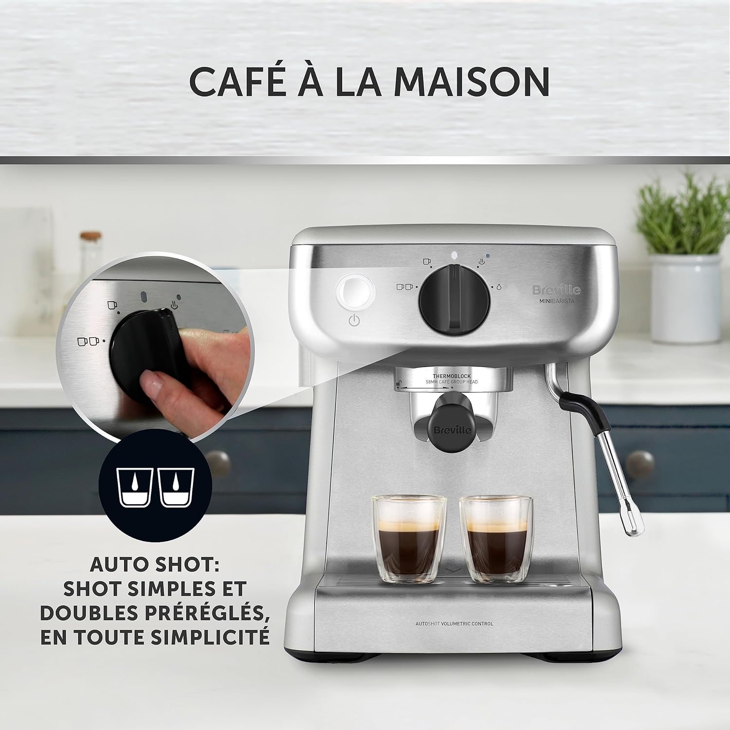 Barista Mini Cafetière/machine à expresso semi-automatique - avec buse à vapeur pour faire mousser le lait & pompe italienne de 15 bars [VCF125X]