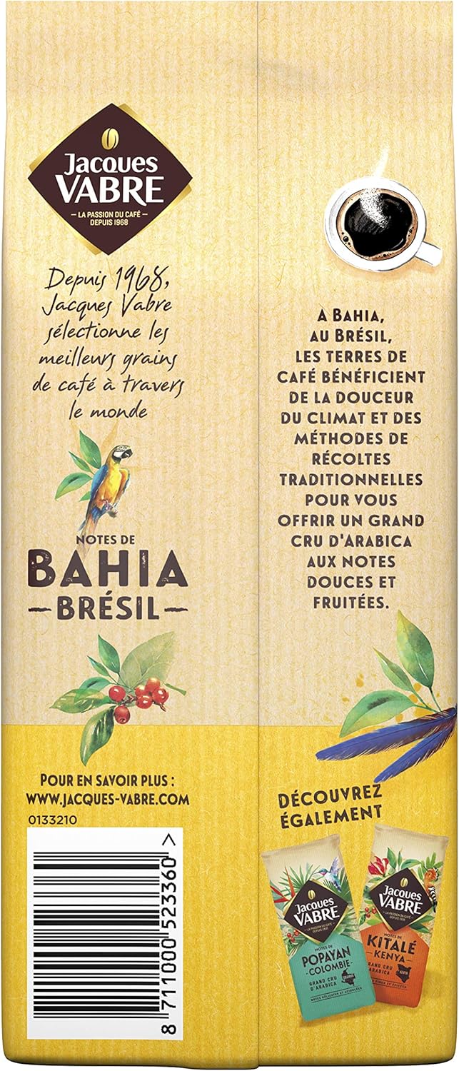 Jacques Vabre Café moulu Bahia Origine Brésil 250g Non gonflé 250 g (Lot de 1)
