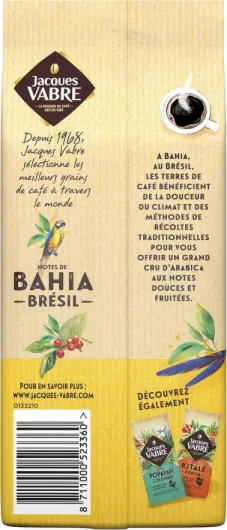 Jacques Vabre Café moulu Bahia Origine Brésil 250g Non gonflé 250 g (Lot de 1)