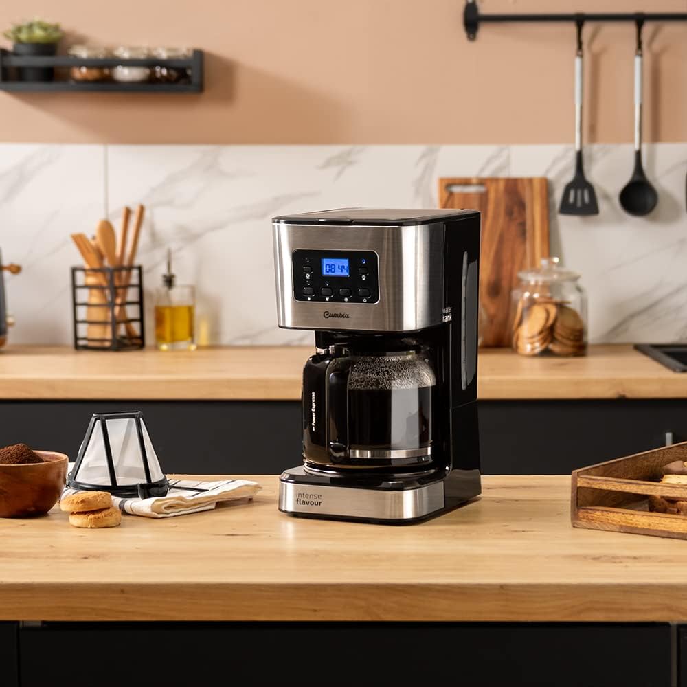Cafetière à goutte programmable Coffee 66 Smart Plus, 980 W, Capacité 12 tasses, Technologie ExtemAroma et Fonction AutoClean, Écran LCD, Finitions en acier inoxydable, 1,5 L - 12 Tasses Numérique + 2 Filtres