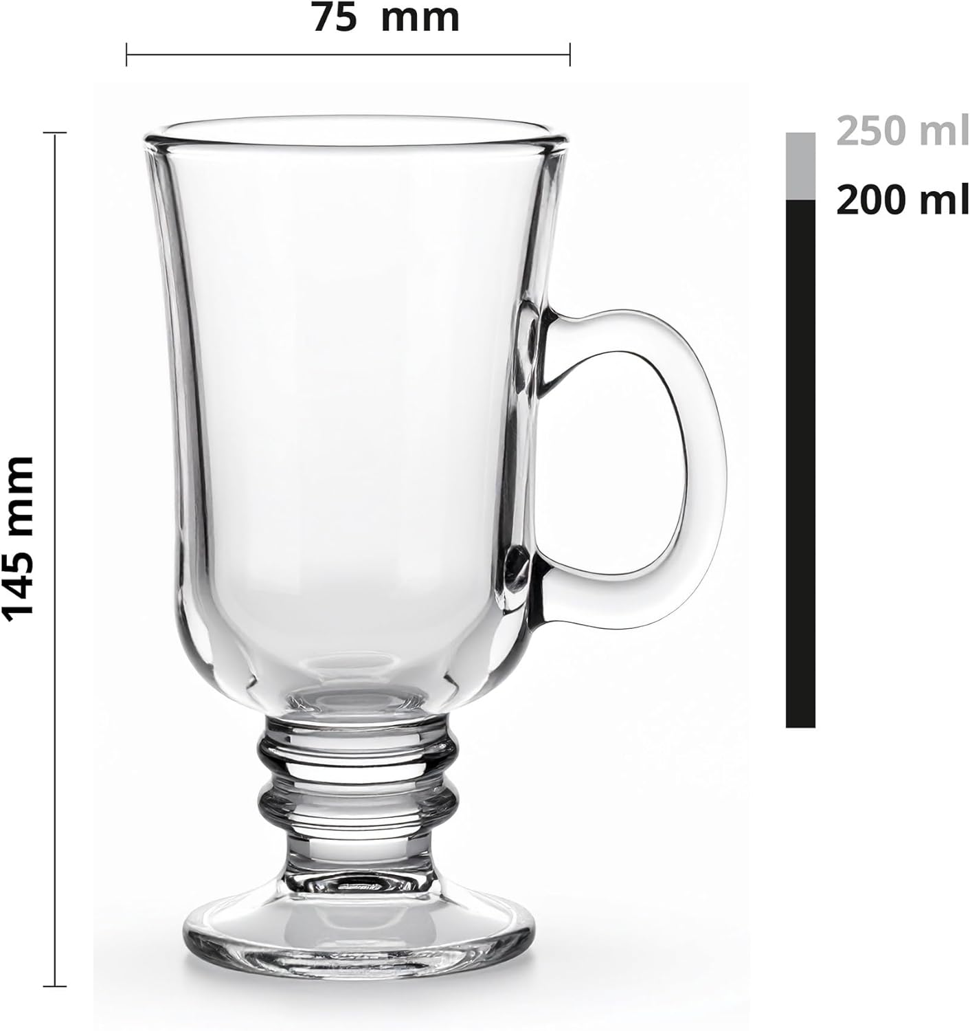 Ensemble De 6 Pièces 200 ml Café Irlandais Convient Au Lave Vaisselle Résistant Eau Jus Boissons Lot de 6