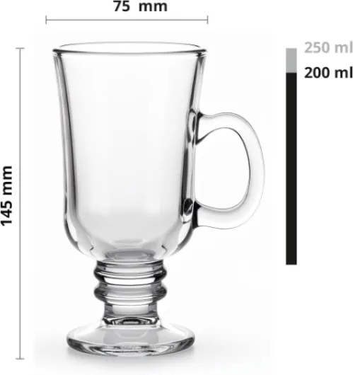 Ensemble De 6 Pièces 200 ml Café Irlandais Convient Au Lave Vaisselle Résistant Eau Jus Boissons Lot de 6