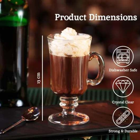 Premier Housewares 1405262 Irish Coffee Lot de 4 verres à café irlandais en verre Argenté Argenté 4 Unité (Lot de 1)