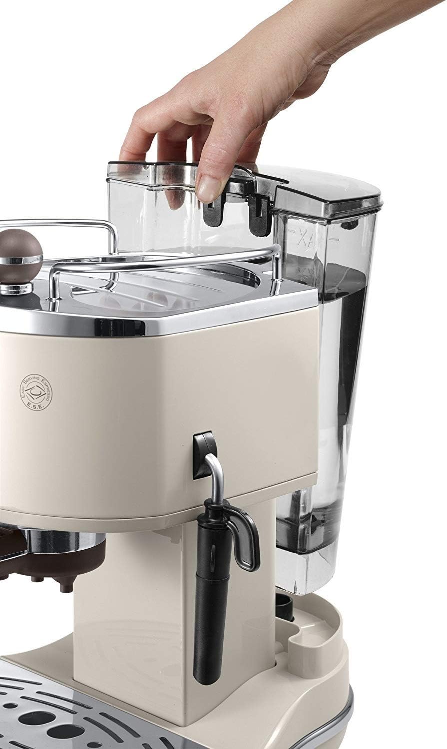 De'Longhi Vintage Icona Traditionnelle Barista Pompe Espresso Machine, Cafetière et Cappuccino, ECOV311BG, 1.4L, Crème Unique