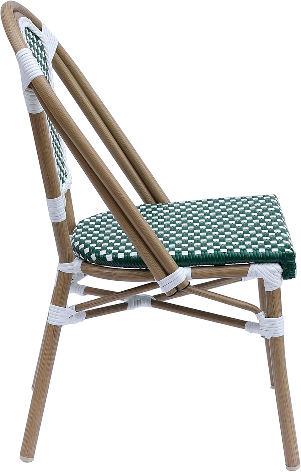 Chaise de terrasse bistrot Parisien en Aluminium et rotin Vert foncé