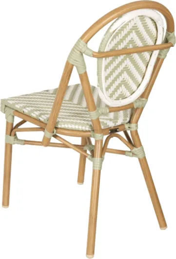 Chaise de terrasse Style bistrot Parisien en Aluminium et rotin Vert