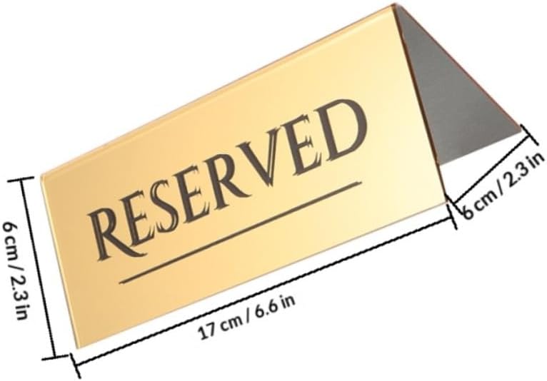 Panneaux Réservés pour Table en Acrylique Doré 17x6,5 Cm, Lot de 4 Plaques de Réservation pour Mariage, Restaurant et Banquet, Signalétique Pratique pour Organisation des Places