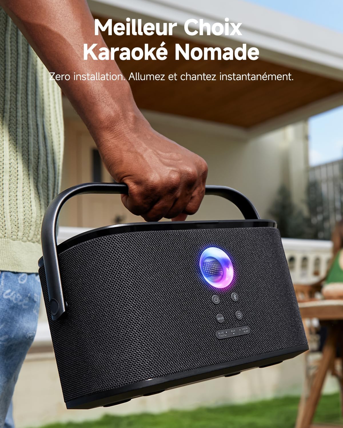 Karaoké Adulte - Enceinte Pro avec Écran et 2 Micros Sans Fil - 140W - Compatible Wi-Fi, HDMI et TV - Idéal pour Fête - Abonnement Karafun Inclus（Shell S2）