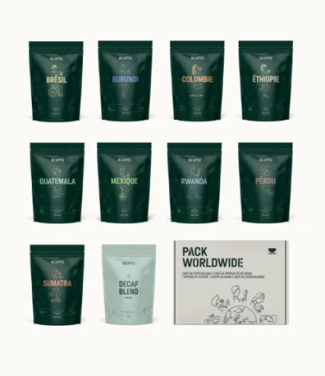 Pack Dégustation de 10 Cafés du Monde - Café de Spécialité - Specialty Coffee - 100% Arabica - Torréfaction Naturelle et Artisanale - Idéal pour Offrir - 10 sachets de 100g Pack Worldwide
