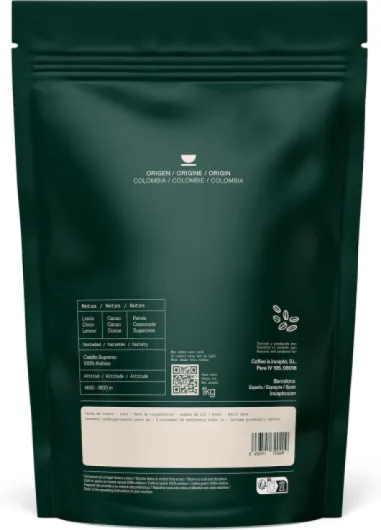 Café en Grain de Spécialité 1kg - Origine Colombie - 100% Arabica - Café de Spécialité 84 points SCA - Torréfaction Naturelle et Artisanale - Ferme Huila, Cadefihuila Colombie 1 kg (Lot de 1)