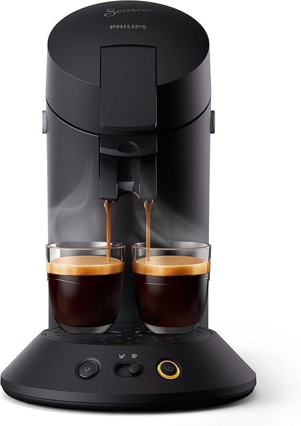 SENSEO Original Plus Machine à café à dosettes, Crema Plus, Sélecteur d'intensité Technologie Booster d'arômes, Produit vert, Noir intense (CSA210/61)