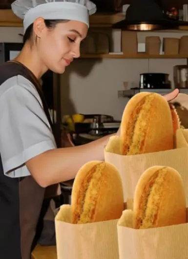 Lot de 100 sacs à sandwich en papier 14 x 6 x 27 cm - Idéal pour l'école, le déjeuner, le pique-nique, l'anniversaire (sans étiquette de fermeture)