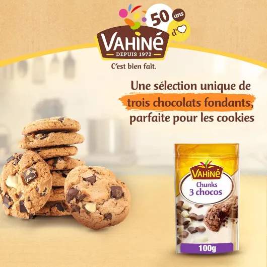 VAHINE - Pépites Chunks 3 Chocolat 100 g 100 g (Lot de 1)