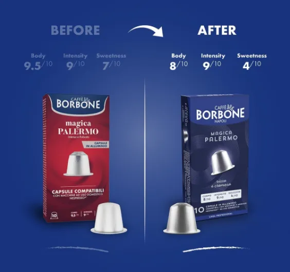 Caffé Borbone Mélange Magica Palermo -100 Capsules en Aluminium (10 paquets de 10) - Compatibles avec les machines à café à usage domestique Nespresso* Alluminium Mélange Magica Palermo