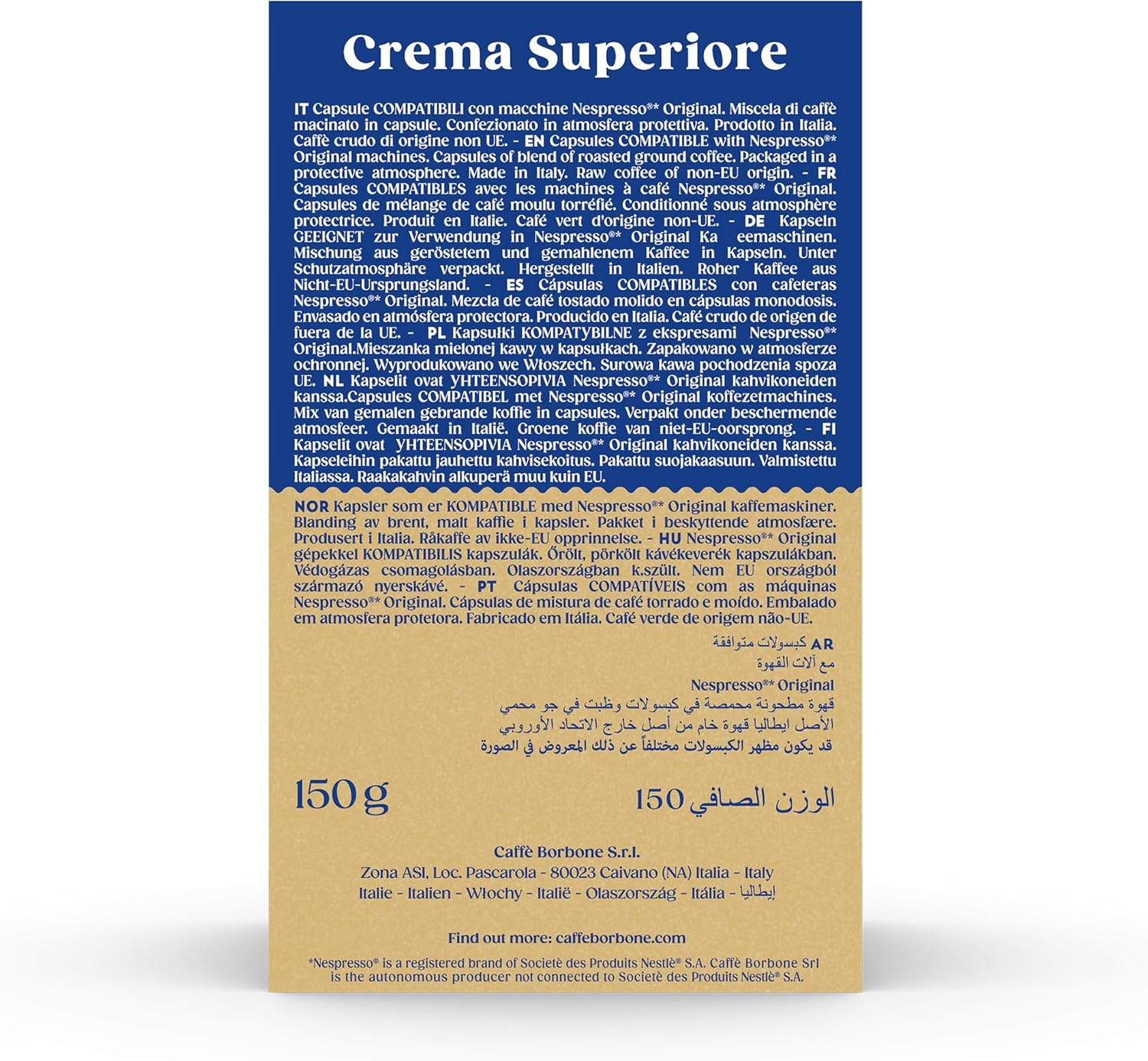 Crema Superiore - 90 Capsules de Café - Riche & Onctueux - Compatibles avec les machines à café à usage domestique Nespresso*