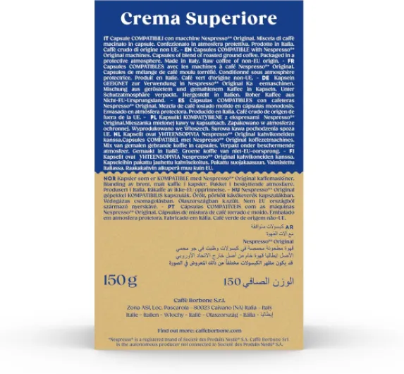 Crema Superiore - 90 Capsules de Café - Riche & Onctueux - Compatibles avec les machines à café à usage domestique Nespresso*