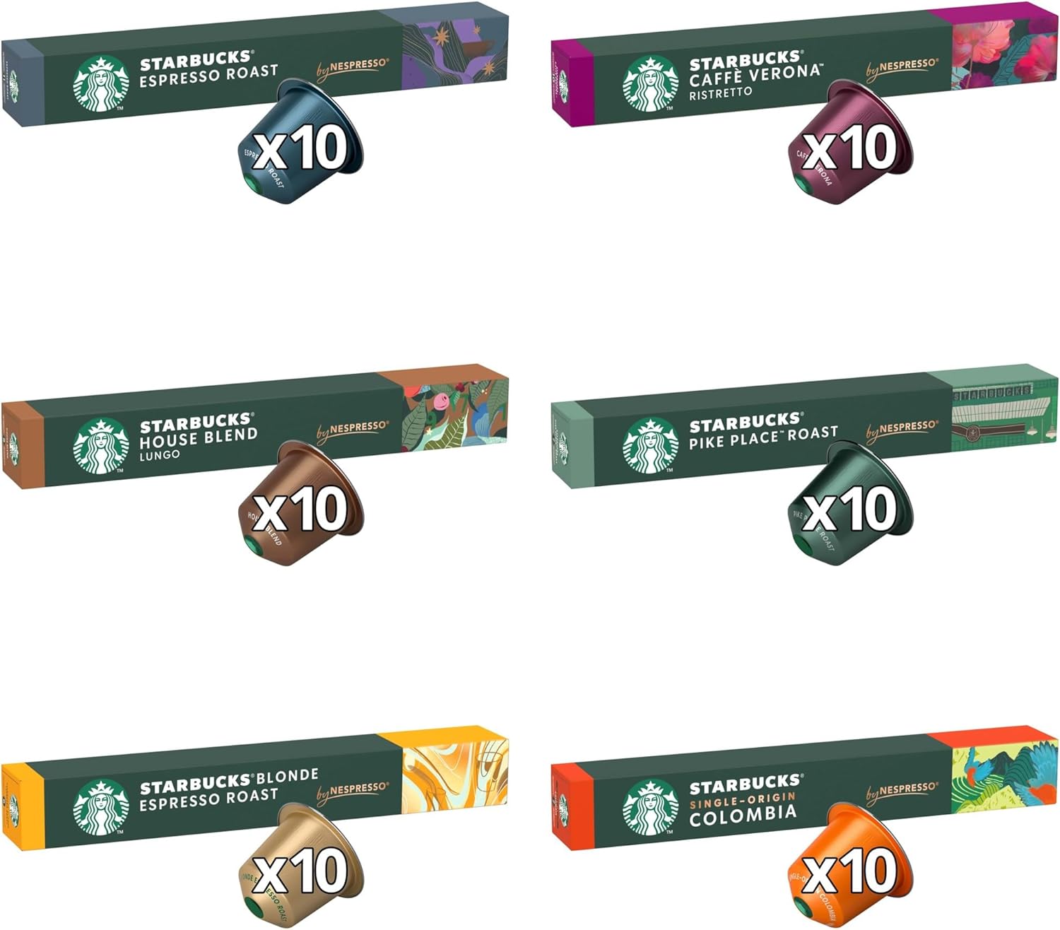 Pack Découverte Variété by Nespresso, Capsules de Café tous types de torréfaction 6 x 10 (60 Capsules) - Exclusivité Amazon Discovery Variety Pack (60 Capsules)