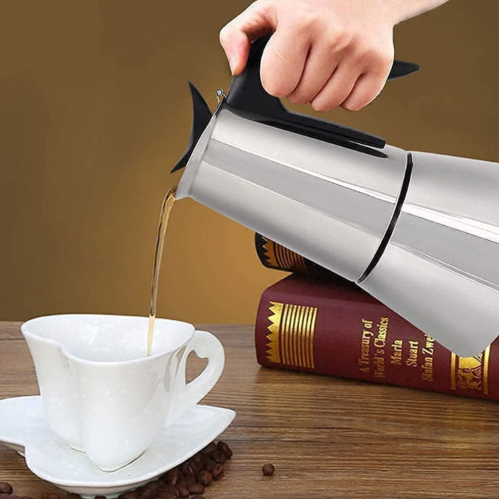 Moulin à café à infusion entièrement automatique Produits 6 tasses/300 ml Cafetière électrique en aluminium Cafetières Machine à café moka Filtre à café Machine à expresso Poignée anti-brûlure Conce