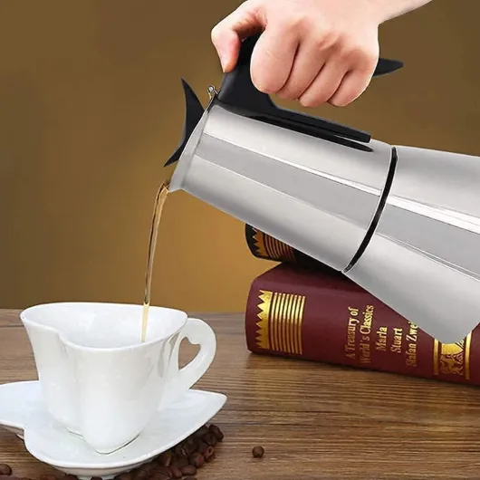 Moulin à café à infusion entièrement automatique Produits 6 tasses/300 ml Cafetière électrique en aluminium Cafetières Machine à café moka Filtre à café Machine à expresso Poignée anti-brûlure Conce