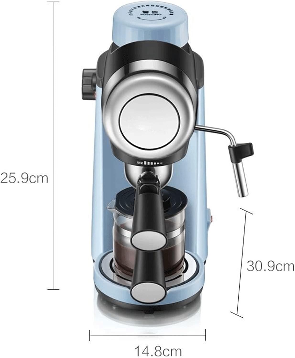 GaRcan Cafetière Machine à café Machine à café domestique semi-automatique mousse de lait pressée par pompe expresso portable (couleur: bleu ciel, taille: CN) (bleu ciel EU) Sky Blue EU
