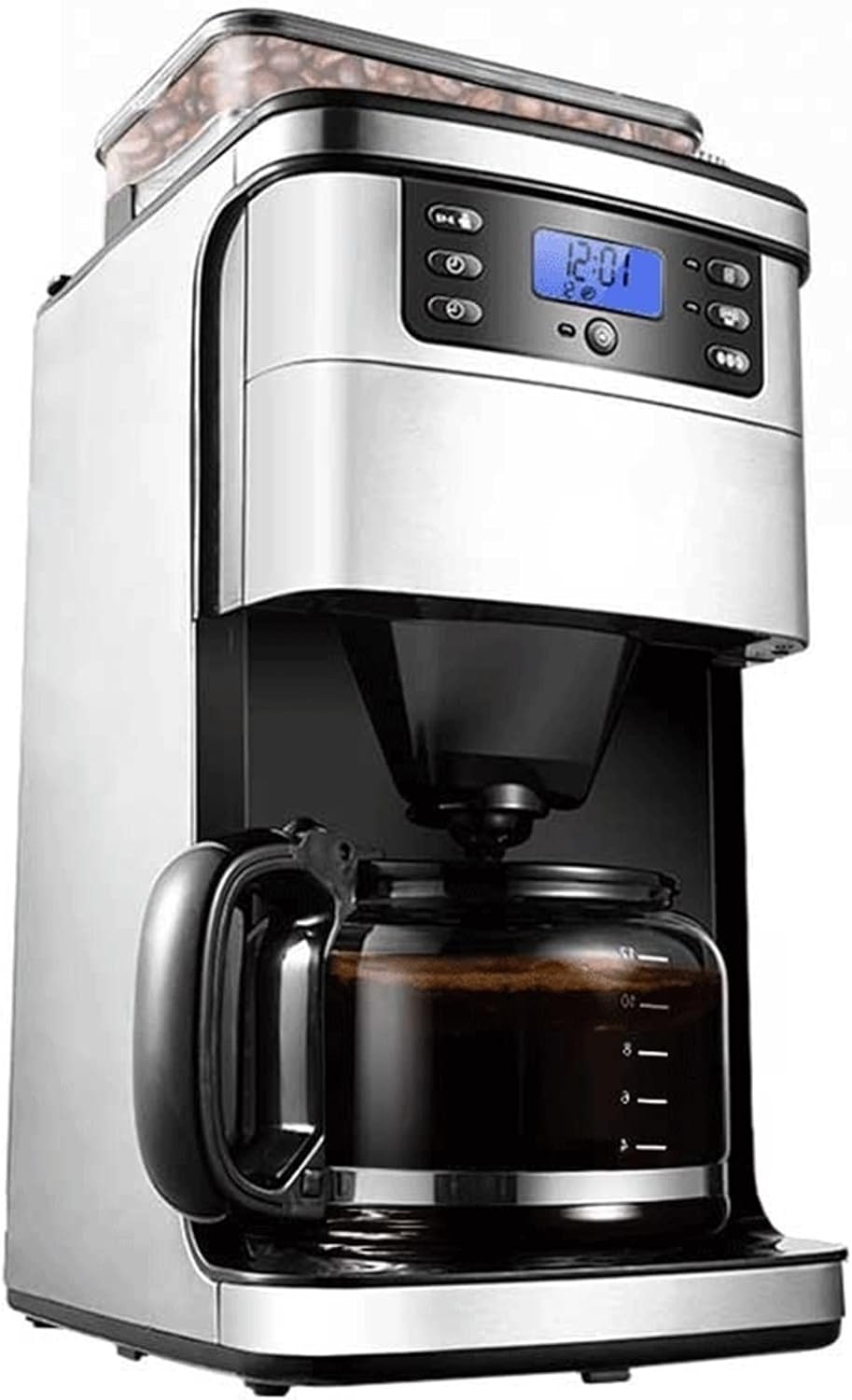 Cafetière Cafetière Machine à café automatique domestique Grains de café fraîchement moulus/Machine à café automatique commerciale en poudre (Couleur : Blanc, Taille : AU) (Blanc AU) White AU