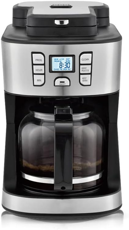 DieffematicKF Cafetiere Machine à café goutte à goutte automatique Moulin à grains de cuisine 2 en 1 Affichage LED Intelligent Garder au chaud Maison Petite machine à café commerciale