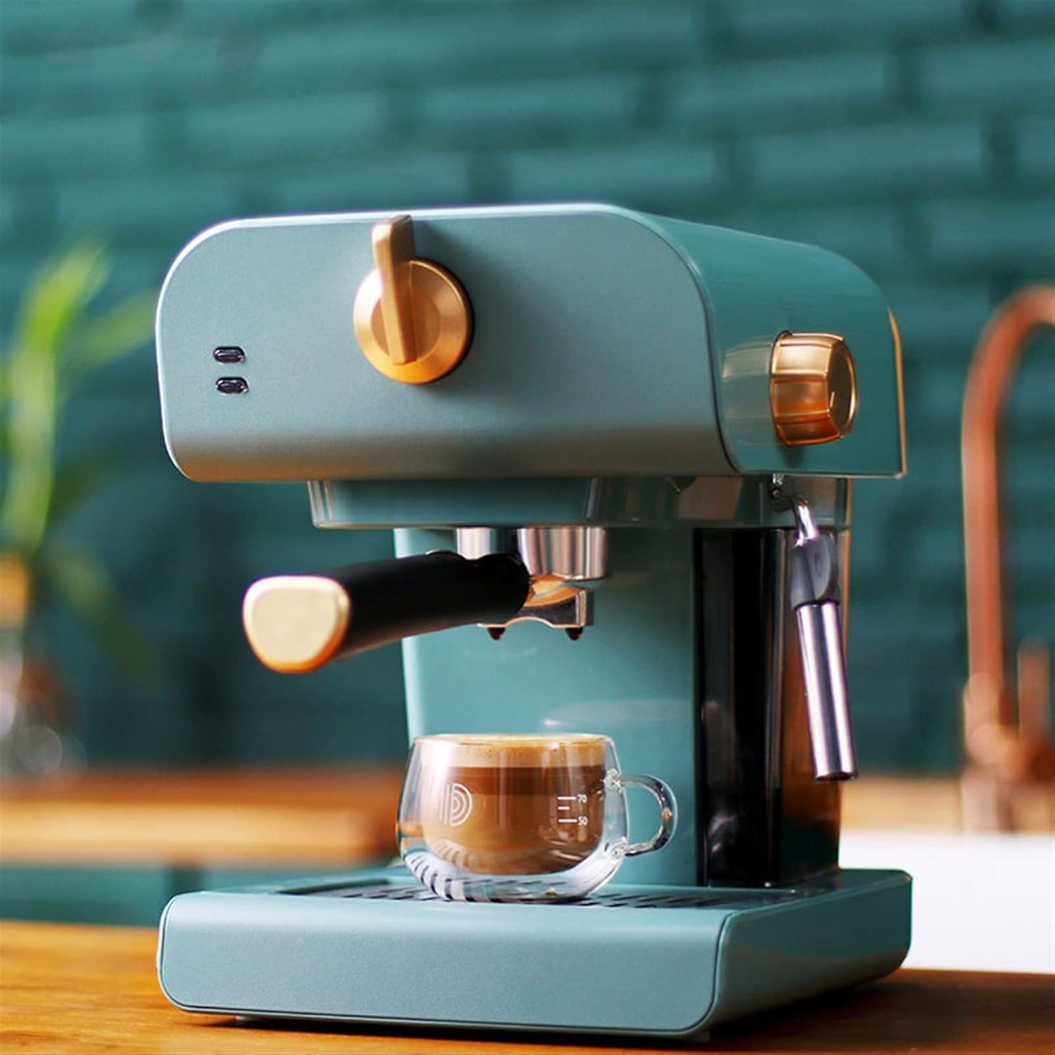 GaRcan Machines à café intégrées Cafetière Machine à café à vapeur semi-automatique domestique (Couleur: Vert, Taille: AU) (Vert US) Green US