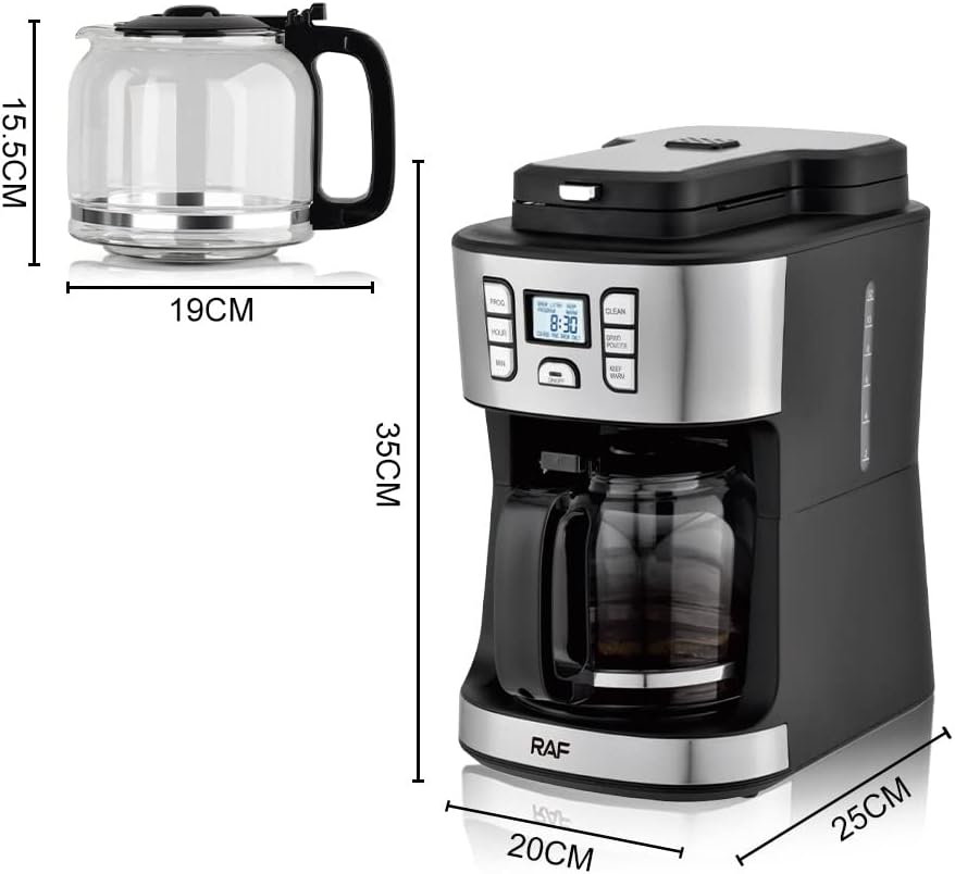 DieffematicKF Cafetiere Cafetière Machine à café maison automatique LED-affichage moulin à grains frais meulage expresso café thé lait fonction