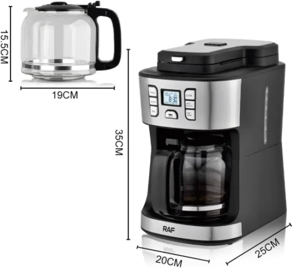 DieffematicKF Cafetiere Cafetière Machine à café maison automatique LED-affichage moulin à grains frais meulage expresso café thé lait fonction