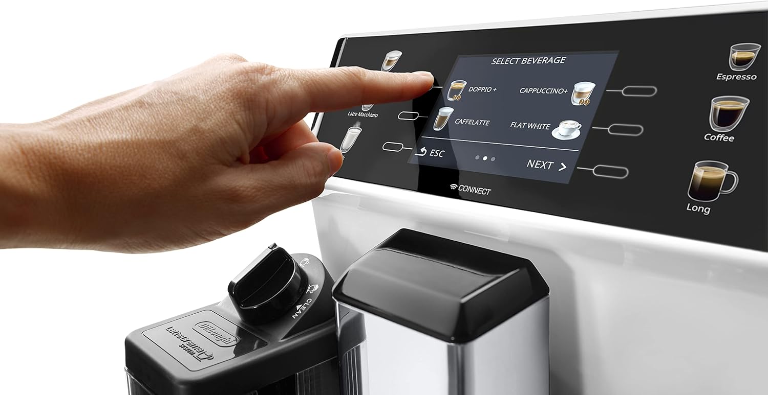 De'Longhi PrimaDonna Class ECAM550.65.W, Machine a Café Grain, Machine Expresso et Cappucino, 1450W, 2L, Blanc