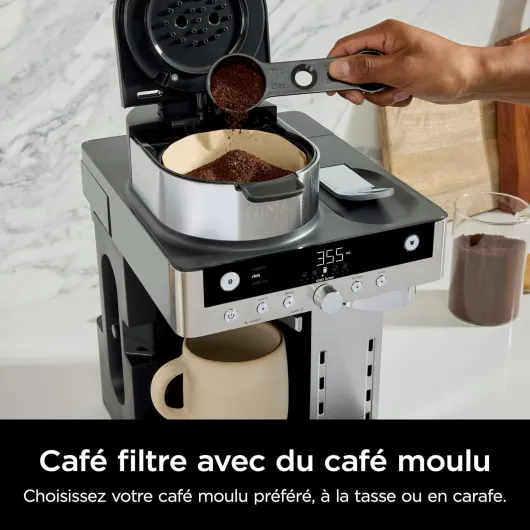 Prestige Machine à café filtre et capsules 2-en-1 Ninja Prestige avec buse à lait intégrée, pour réaliser lattes, cafés glacés et flat whites, Noir CFN802EU