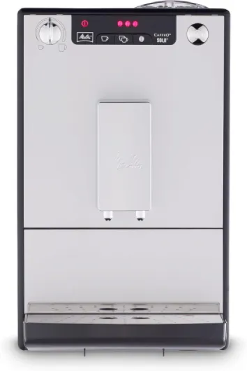 Solo Argent, Machine à Café à Grains avec Broyeur et Système d'Extraction des Arômes, Affichage LED, Mode 1 à 2 Tasses, Cafetière Expresso, Automatique, E950-203, 1400W Argent/Noir Cafetière