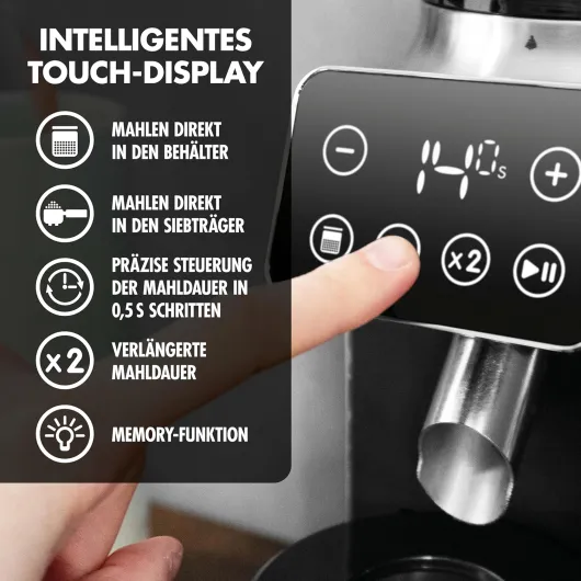 GASTROBACK Barista Moulin à café électrique pour machine porte-filtre, degré de mouture réglable sur 30 niveaux, moulin conique, moulin à café électrique, moulin à expresso