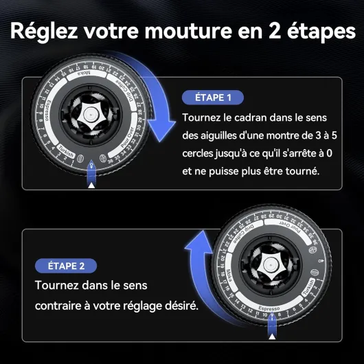 Moulin à Café Meule Conique, Moulin à Expresso Dose Unique avec 36 Moutures Réglables, Capacité de 50g, Alliage d'Aluminium, Convient Pour l'Expresso/Moka/Café Turc/Café Goutte à Goutte