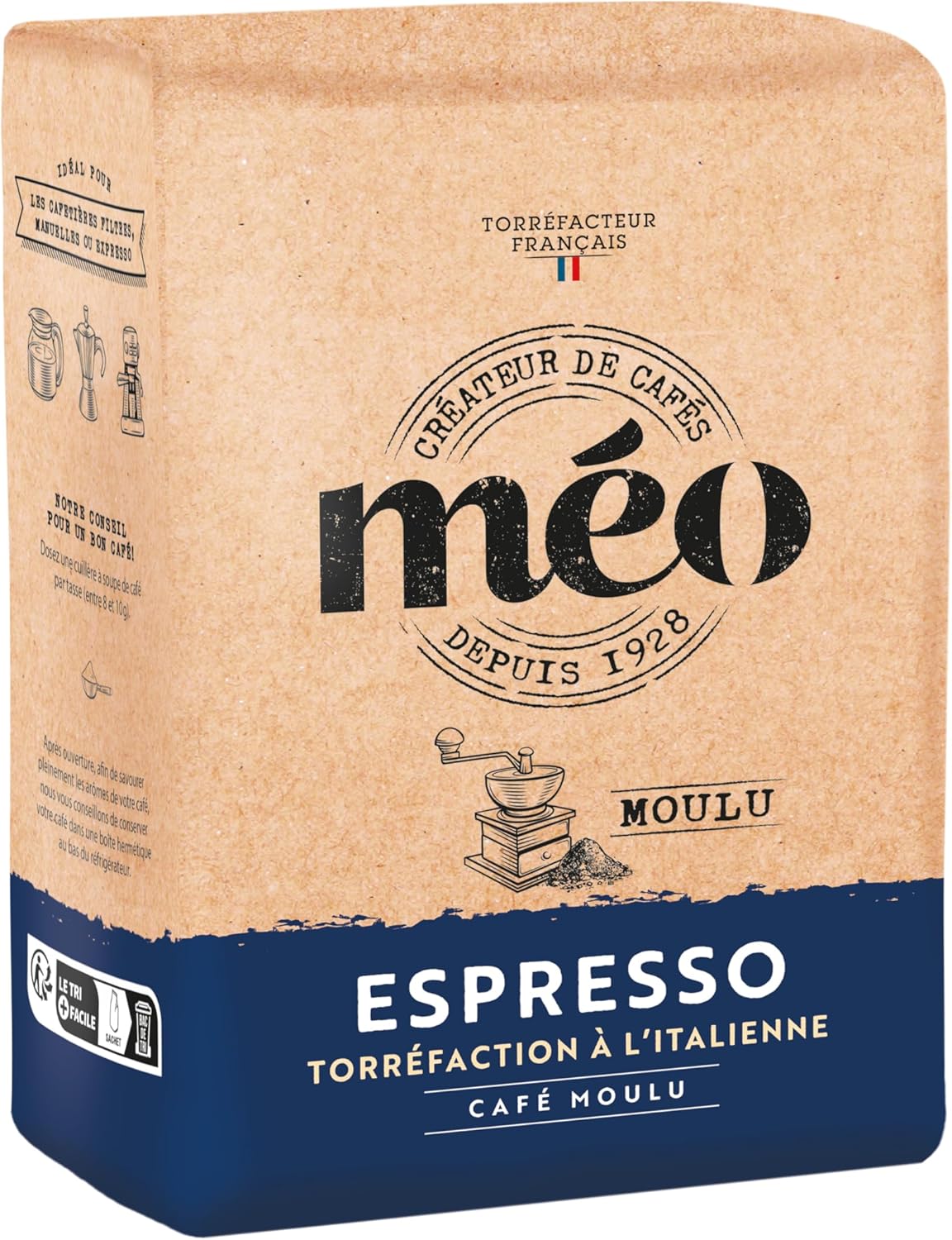 Cafés Méo - Café Moulu Espresso - 6 kg - Intensité 9/10 - Arômes Authentiques, Aromatique - Lot de 6 x 1 kg