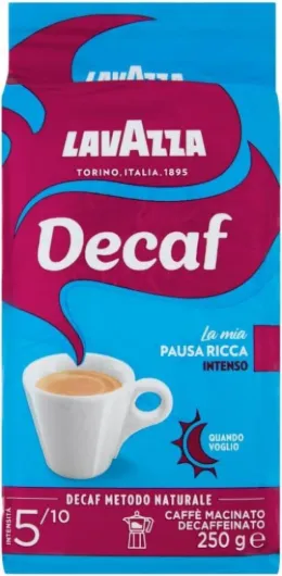 Italian Gourmet Bundle – Lavazza Decaf café moulu décaféiné 8 x 250 g (2 kg), méthode naturelle, intensité 5/10, mouture moka, espresso & cafetière italienne, goût riche + Italian Gourmet Polpa