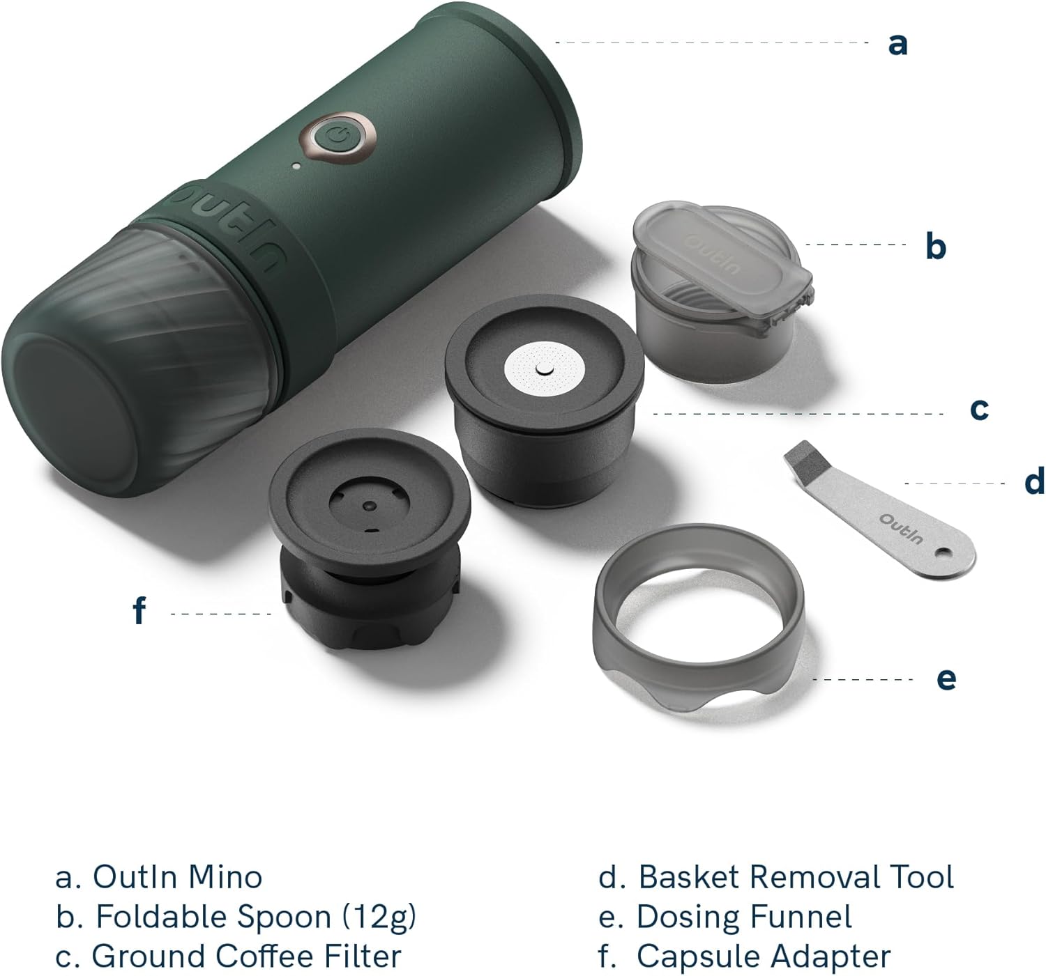 Mino Machine à Expresso Électrique Portable, Mini Cafetière de Camping de Voyage, Machine à Café Format Poche Auto-Chauffante, Compatible Café Moulu & Adaptateur Capsule NS pour Aventure Tundra Brown