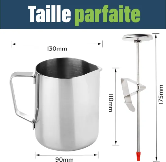 Thermomètre à lait et pichet à lait de 600 ml pour la fabrication de café de style barista, idéal pour les cappuccino et latte moussants