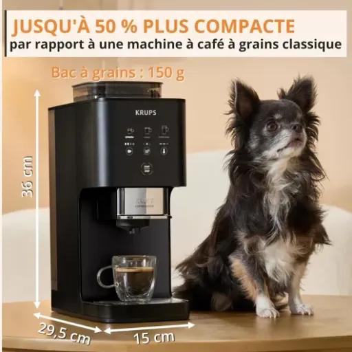Test KRUPS Coffee Crush Extra SA4028E0 : la machine à grains compacte qui tient sur un coin de plan de travail