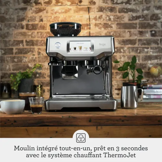 Sage - The Barista Touch - Machine à Café avec Mousseur à Lait Automatique & Moulin Intégré - Écran Tactile, Tampon Amovible, 5 Programmes - Machine Expresso - Truffe Noire